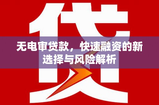 阿莲无电审贷款，快速融资的新选择与风险解析